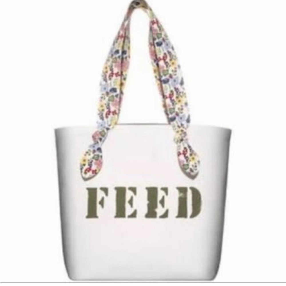 CLARINS Feed Ten Canvas Tote Bag Recycled
Floral Handle White Green - NWT - Picture 3 of 14